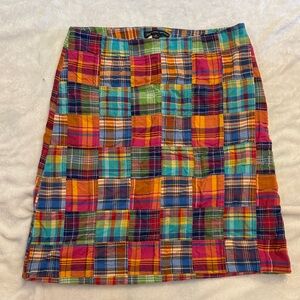 Brooks Brothers Multicolor Plaid Patchwork A-Line Skirt